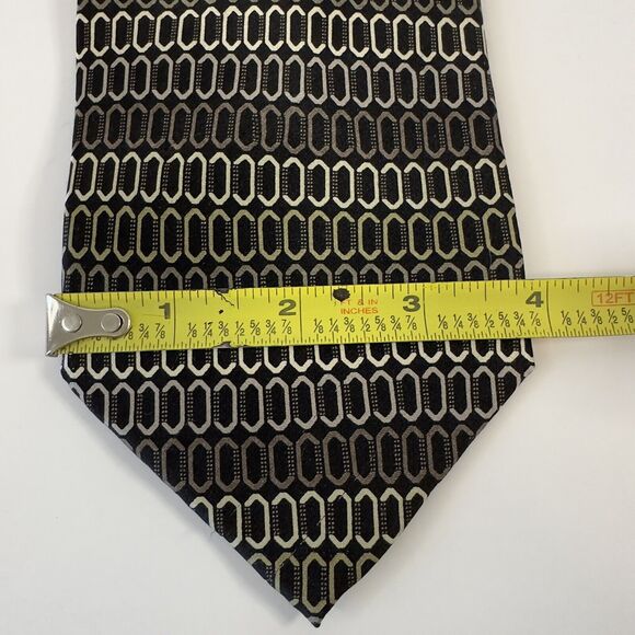 Giorgio Brutini Collezione Tie Black/Grey/Cream Handmade Silk Geometric preppy - Picture 11 of 12